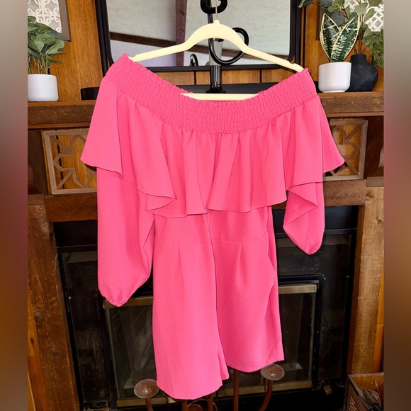 1. STATE Pink Ruffle Romper - Picture 1 of 2